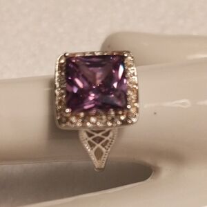 Lavish CZ Cocktail Ring Size 10  Light Amethyst Color
